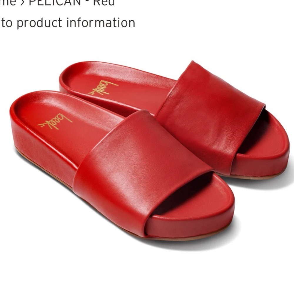 Pelican Leather Slide Platform Sandal - Orange Red